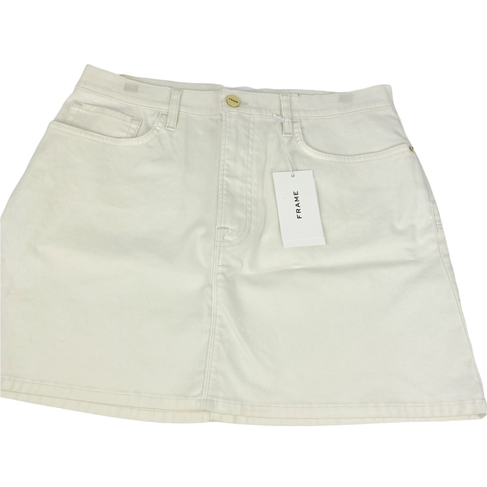 NWT Frame Denim Coated Off White Mini Skirt Size 30 - Picture 6 of 13